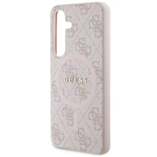 Carcasa Guess 4G Collection Leather Metal Logo cu MagSafe compatibil cu Samsung Galaxy S24, Roz