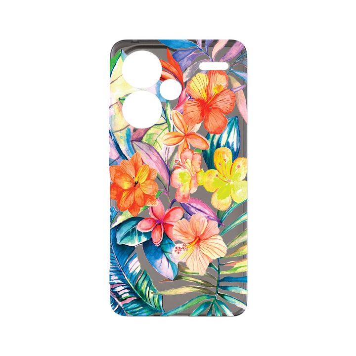 Силиконов калъф BestCase за Xiaomi Redmi Note 13 Pro Plus, Topical Flowers, Camera Protection, Grafit Silicon 1.5MM, GT 498