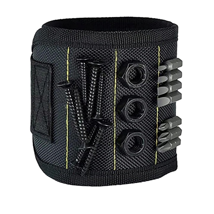 Bratara magnetica, Organizator scule, Edibazzar, Nylon, Magneti, Universal, Negru