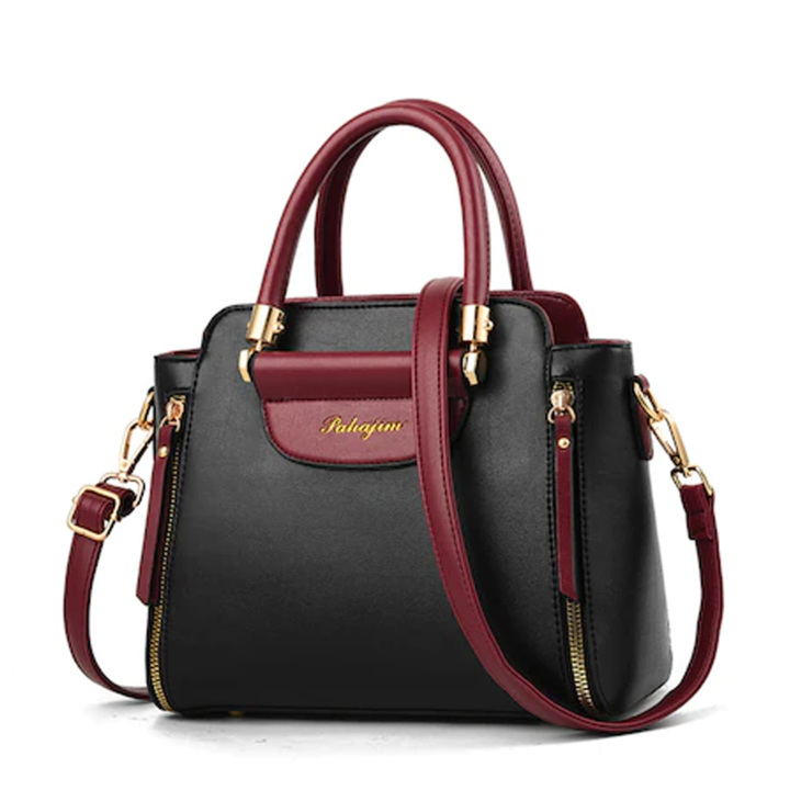 Dollcini, női táskák kereszt hátizsák női válltáska vízálló PU bőr táska elegáns táska, 016413_new01, Fekete, Pirosi