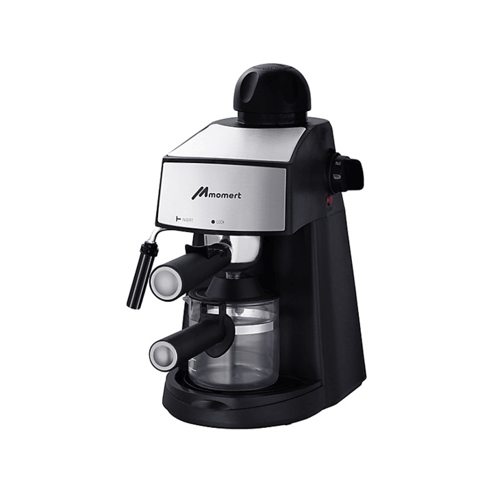 Momert 1332, 800 W, 4 csésze, 3.5 bar, Fekete-Inox eszpresszó kávéfőző