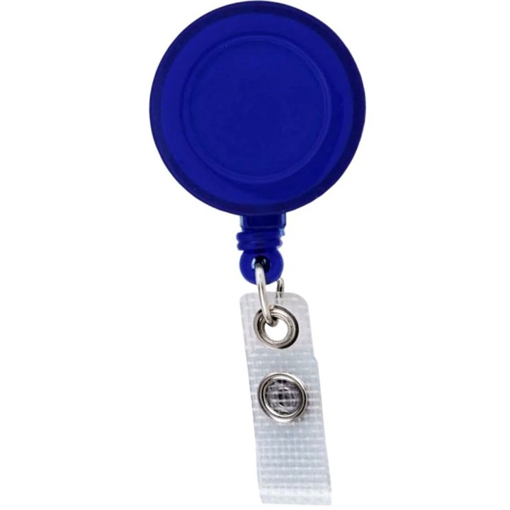 Set 20 snur ecuson rola retractabila cu clips curea si bareta ranforsata, albastru transparent