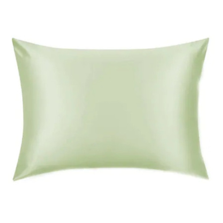 Fata de Perna din Satin cu Protectie pentru Par si Ten, Marinela Radu, Nu electrizeaza parul, Placuta la atingere, 50x70 cm, Verde