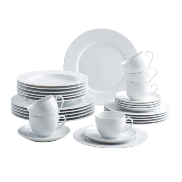 Set vesela 30 piese KAHLA, Aronda, pentru 6 persoane, material portelan, premium, elegant, design clasic, durabil, lavabil in masina de spalat vase, alb