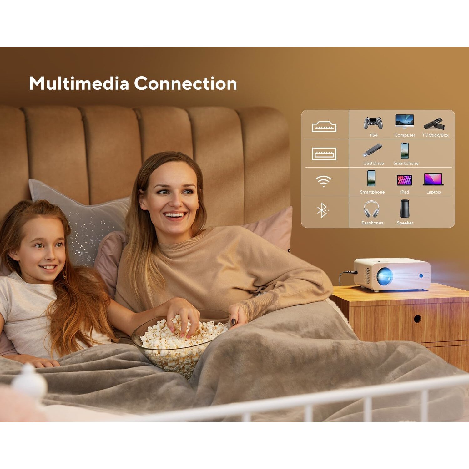 Proyector WiFi 5G con Bluetooth, FunFlix Mini proyector portátil Proyector WiFi 5G con Bluetooth, FunFlix Mini proyector portátil