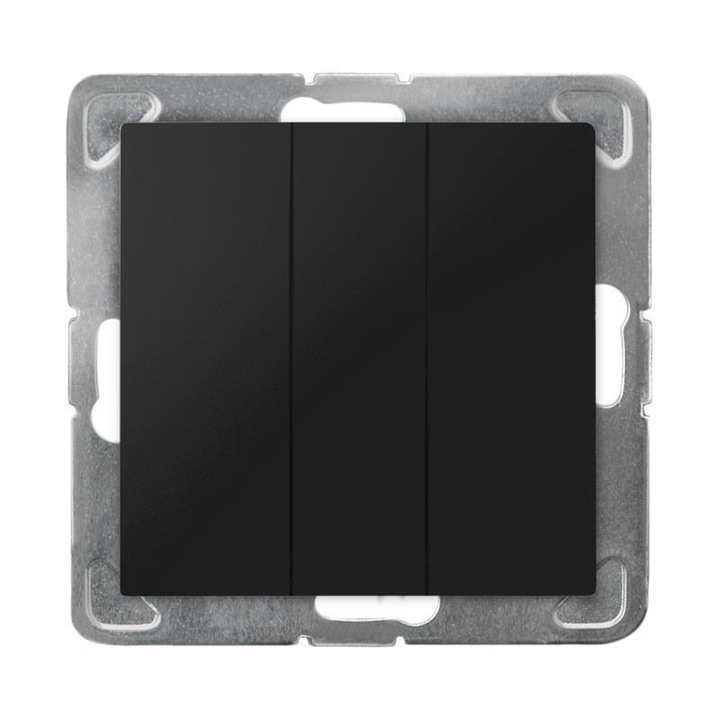 Intrerupator triplu, OSPEL Impresja, negru, 10A, IP20