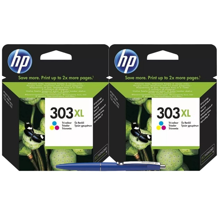 Set Cartuse Cerneala Original HP (303XL) 2x T6N03AE Color si pix Schneider