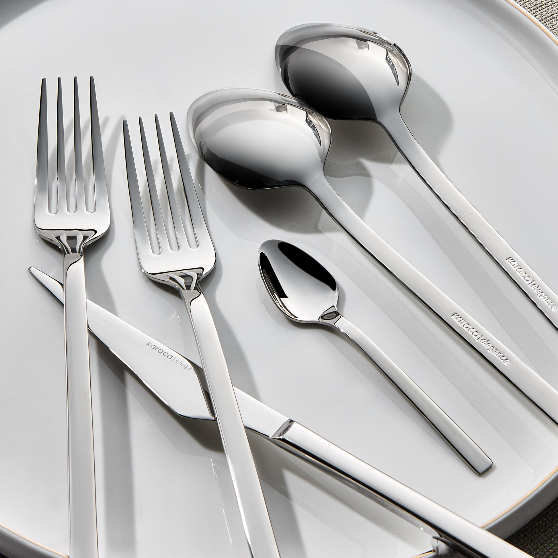 Set 84 tacamuri pentru 12 persoane Sedir, Karaca, inox, Argintiu