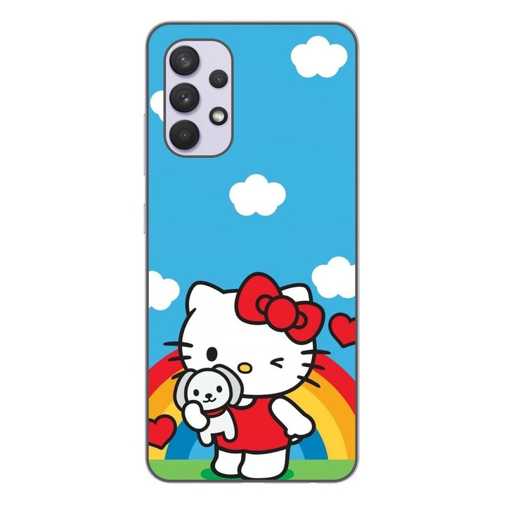 Husa compatibila cu Samsung Galaxy A32 4G Silicon Gel Tpu Model Hello Kitty Rainbow