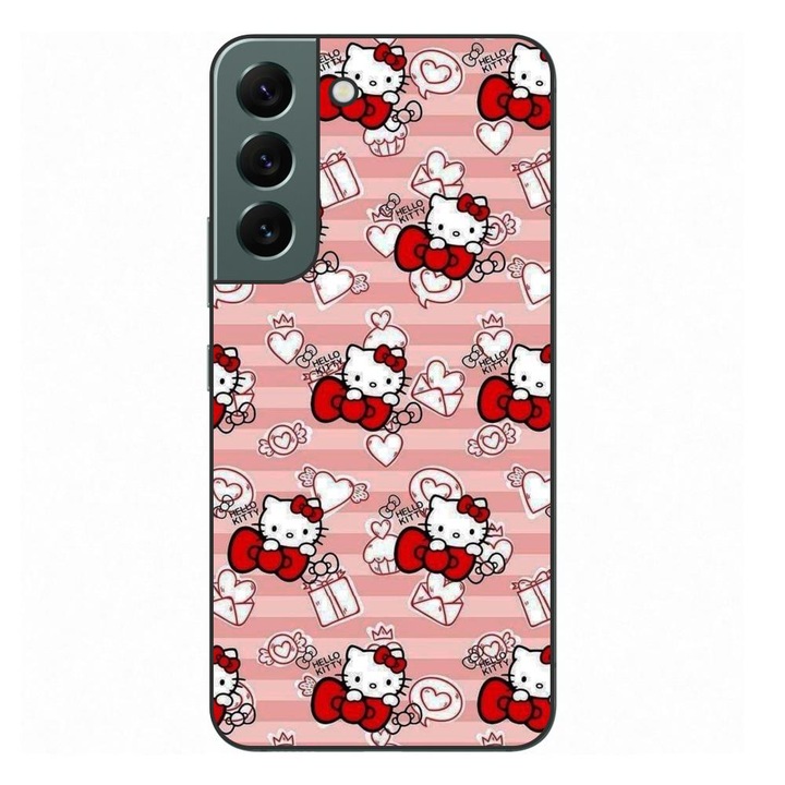 Husa compatibila cu Samsung Galaxy S22+ Plus Silicon Gel Tpu Model Hello Kitty Roz Pattern
