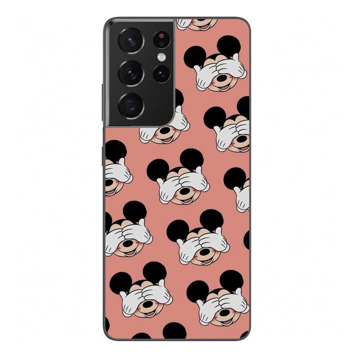 Husa compatibila cu Samsung Galaxy S21 Ultra Silicon Gel Tpu Model Mickey Pattern Peek A Boo