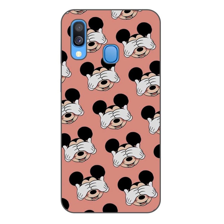 Husa compatibila cu Samsung Galaxy A40 Silicon Gel Tpu Model Mickey Pattern Peek A Boo
