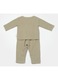 Set bluza cu nasturi si pantaloni, Winter muselin, 100% bumbac - Verde, BabyCosy, 3-6 luni