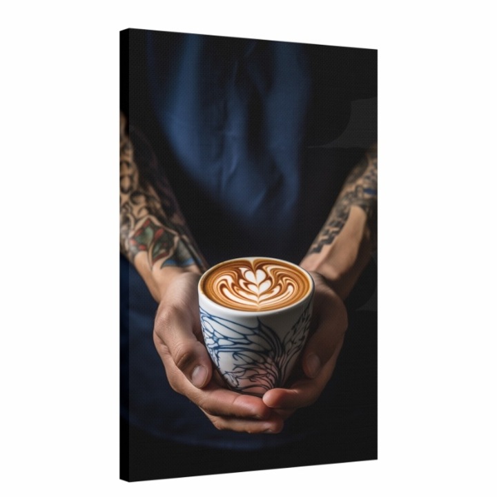 Tablou canvas, Cafea cu desen, pentru cafenele, Priti Global, 50x100 cm