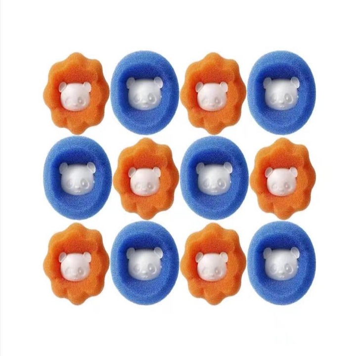 Set 12 bile spalat haine, Nylon/Polipropilena, Albastru/Portocaliu