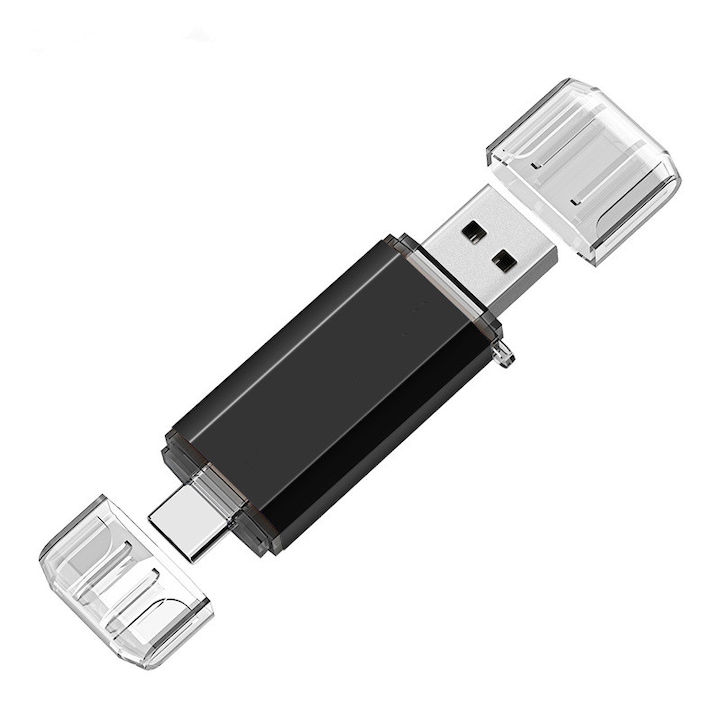 USB стик, Phojiadan, USB/USB-C, 128GB, черен