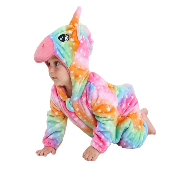 Kigurumi gyerek pizsama WildFashion, Polár, Multicolor, Többszínű