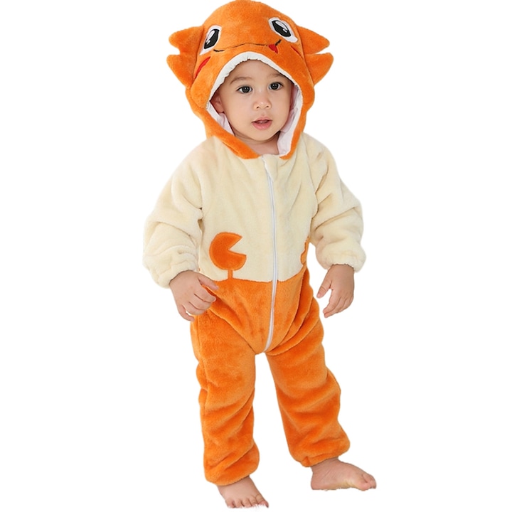 Kigurumi gyerek pizsama WildFashion, 218567, Polár, 90 CM, Narancs/krém