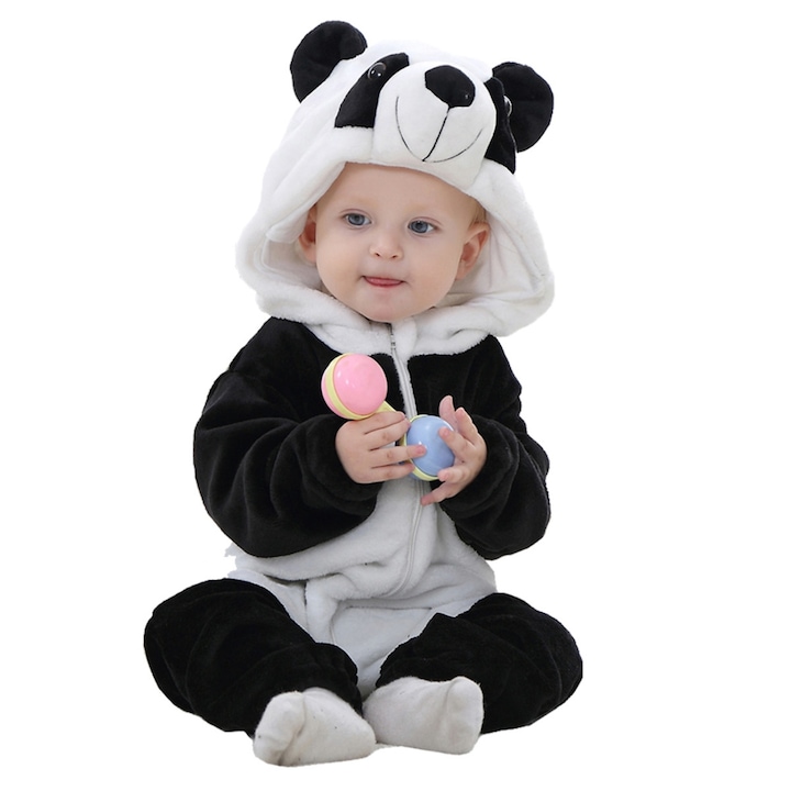 Kigurumi gyerek pizsama WildFashion, 218440, Polár, 90 CM, Fekete/fehér