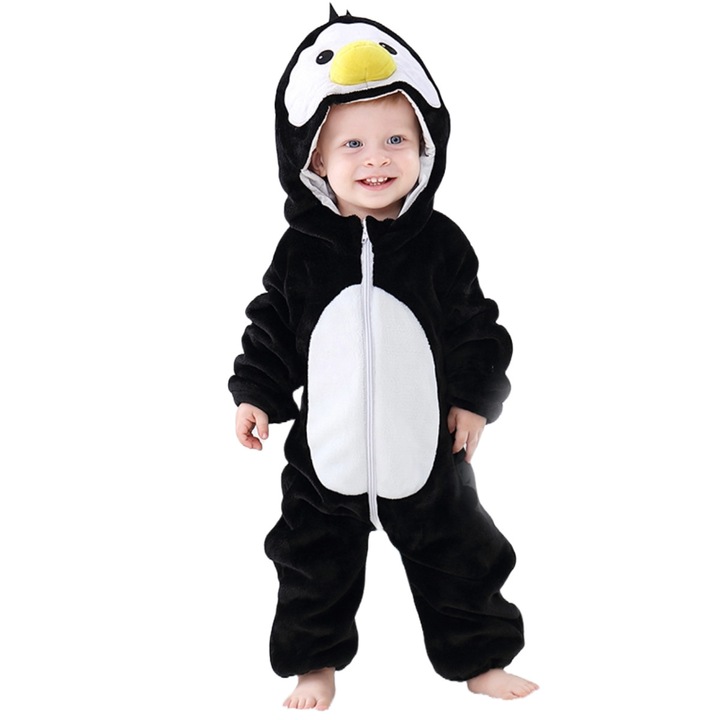 Kigurumi gyerek pizsama WildFashion, 218485, Polár, 90 CM, Fekete/fehér