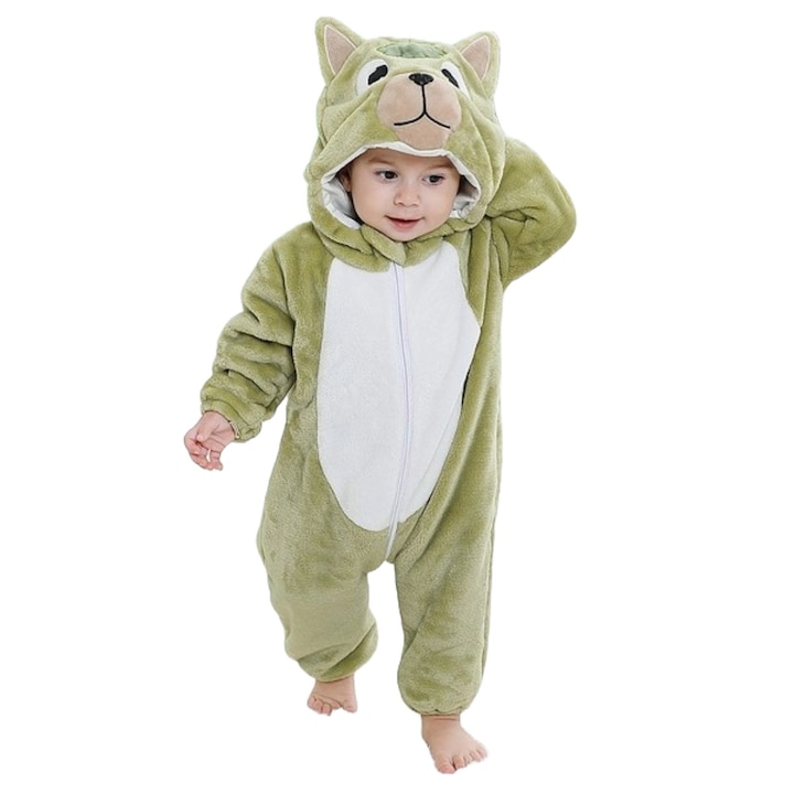 Kigurumi gyerek pizsama WildFashion, 228439, Polár, 100 CM, zöld/fehér