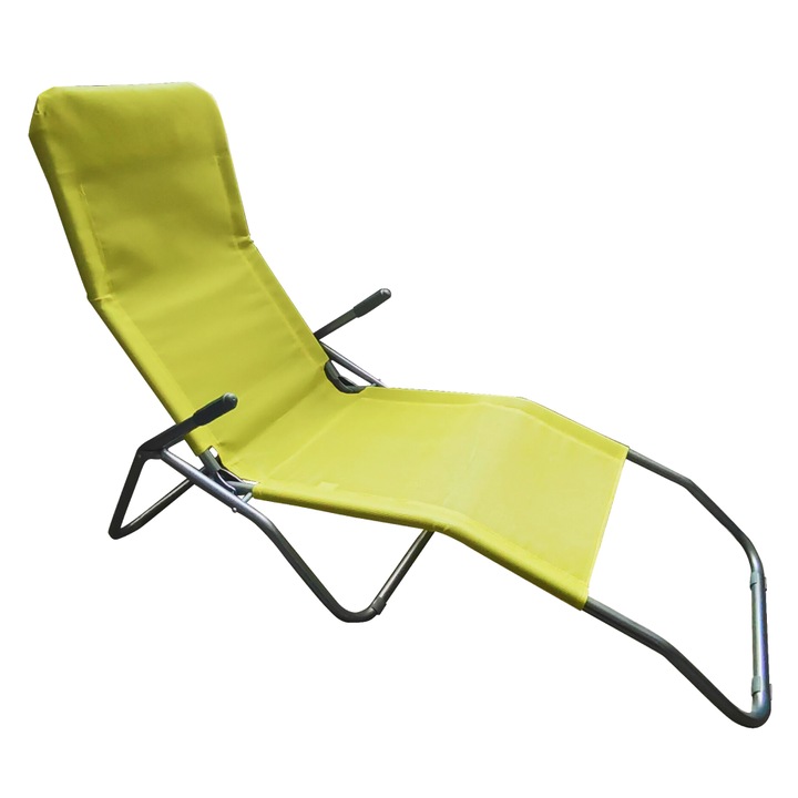Sezlong, verde, gradina, terasa, piscina, din otel, cu cotiere, pliabil, 58x160x97 cm, Bortis