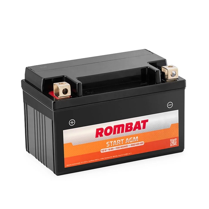 Акумулатор за мотоциклет AGM ROMBAT RBZ10S-BS, 12V-9Ah