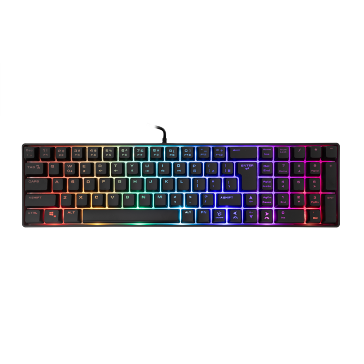 White Shark GK-001114B Gladius Membrane Keyboard, Rainbow, On-Off, International English Layout, Black