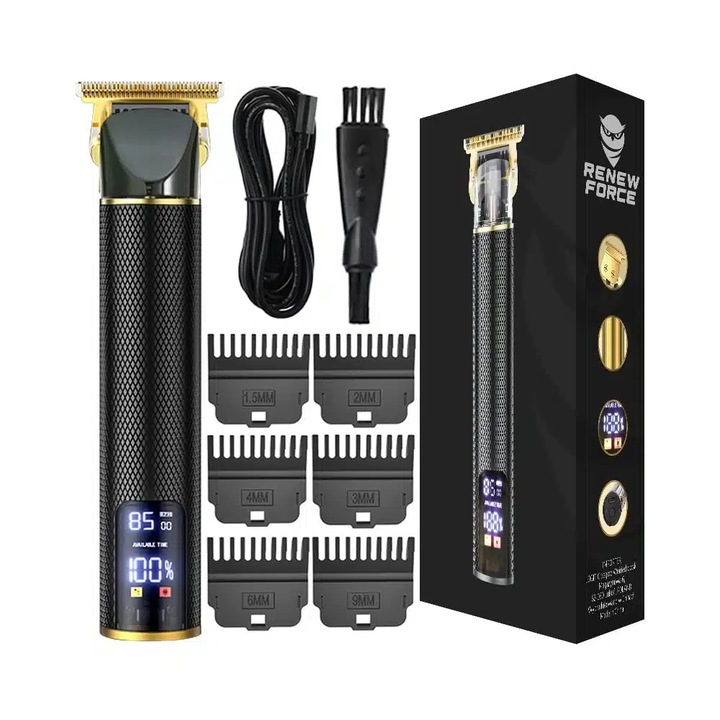 Aparat de tuns Renew Force, pentru par sau barba, cu acumulator si accesorii incluse