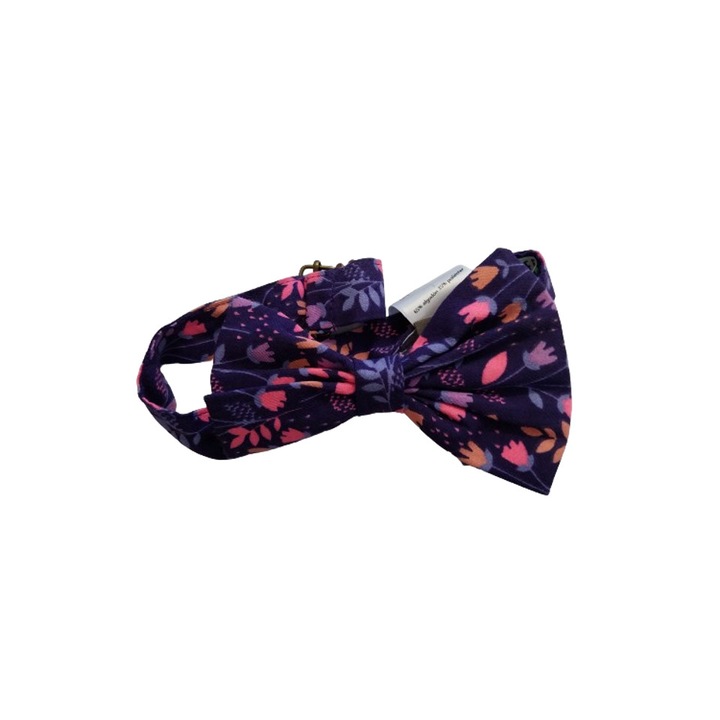 Bentita bebelusi cu fundita Offcorss, mov cu flori, bumbac, marimea M