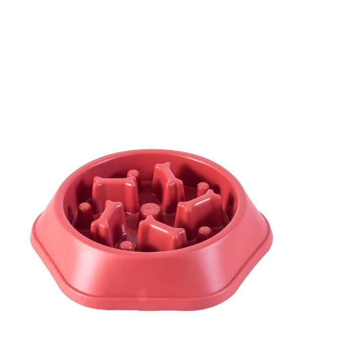 Tál kutyáknak Slow Feeder, Műanyag, 19x5 cm, Piros