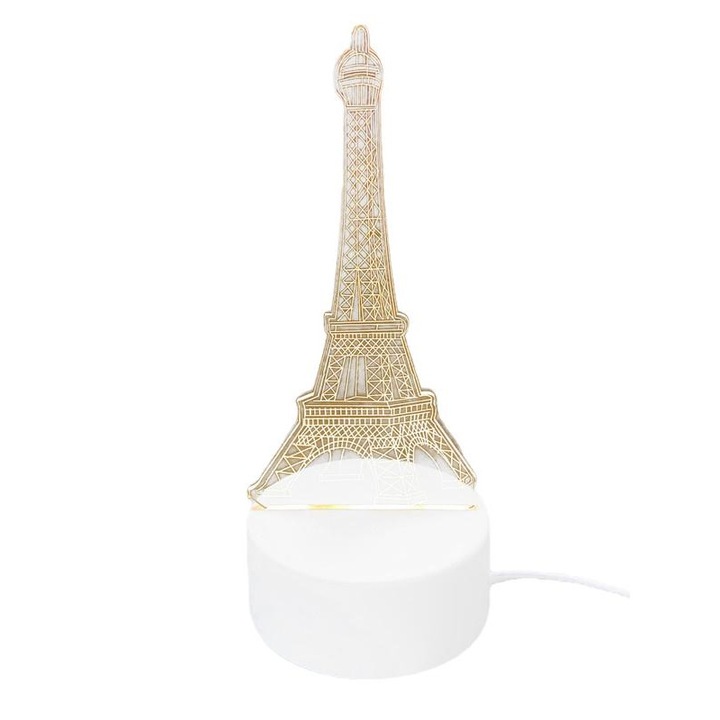 Lampa decorativa, ABS, LED, 3 Moduri iluminare, USB, Alb