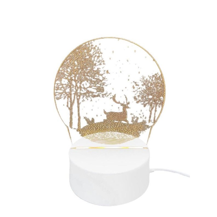 Lampa decorativa, ABS, LED, 3 Moduri iluminare, USB, Alb