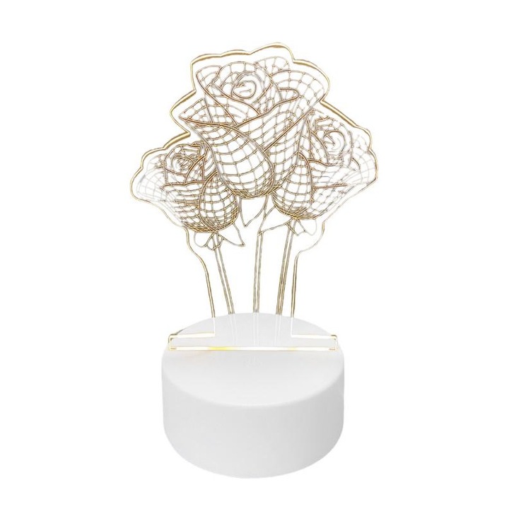 Lampa decorativa, ABS, LED, 3 Moduri iluminare, USB, Alb