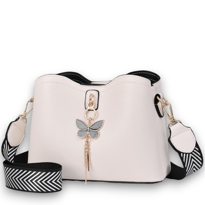 Geanta dama Freeland B1061, Pandantiv, Piele ecologica, Alb