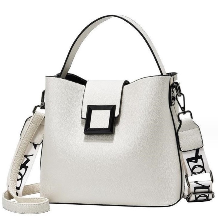 Geanta dama Freeland B1165, Piele ecologica, Alb