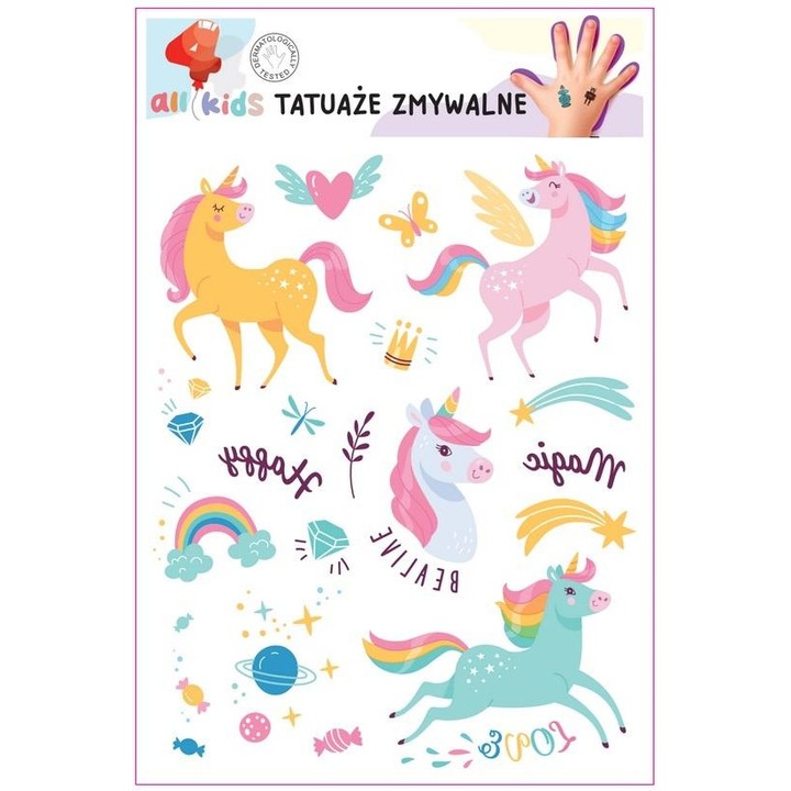 Set tatuaje temporare, All4Kids, 100x150mm, Multicolor