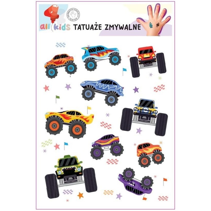 Комплект за временни татуировки, All4Kids, 100x150 мм, Многоцветни