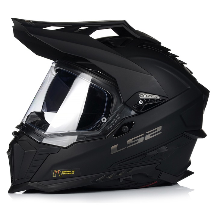 Мотоциклетна каска, LS2 MX701 Explorer Solid, матово черно, UV защита, ABS, ECE 22.06, 3XL 65-66 см