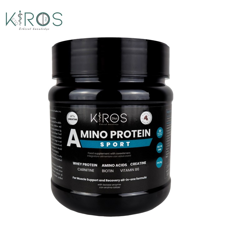 KIROS AMINO PROTEIN SPORT cu CREATINA si AMINOACIZI, Supliment Premium pentru Cresterea Masei Musculare, Energie si Recuperare, 30 Portii