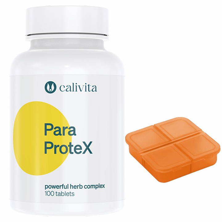 Set supliment alimentar si Cutie pilule, recomandat Antiparazitar si Antimicrobian, ParaProteX (100 tablete) - Calivita