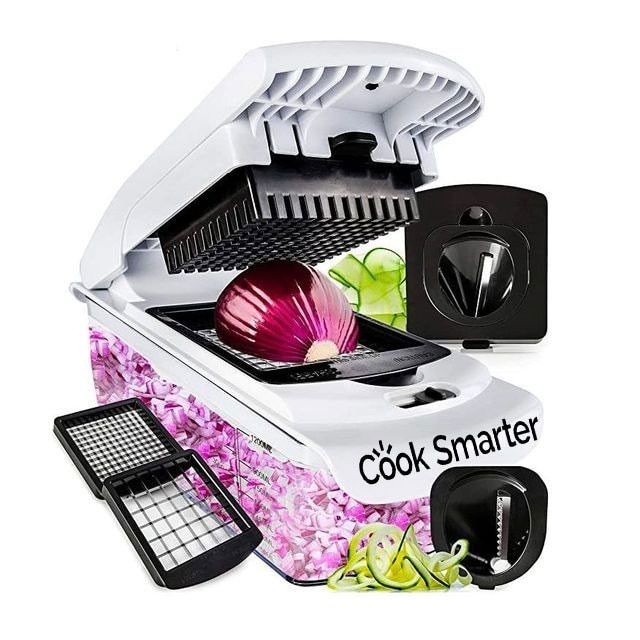 Tocator Legume Manual, 4 Lame, Cook Smarter Vegetable Chopper, Alb