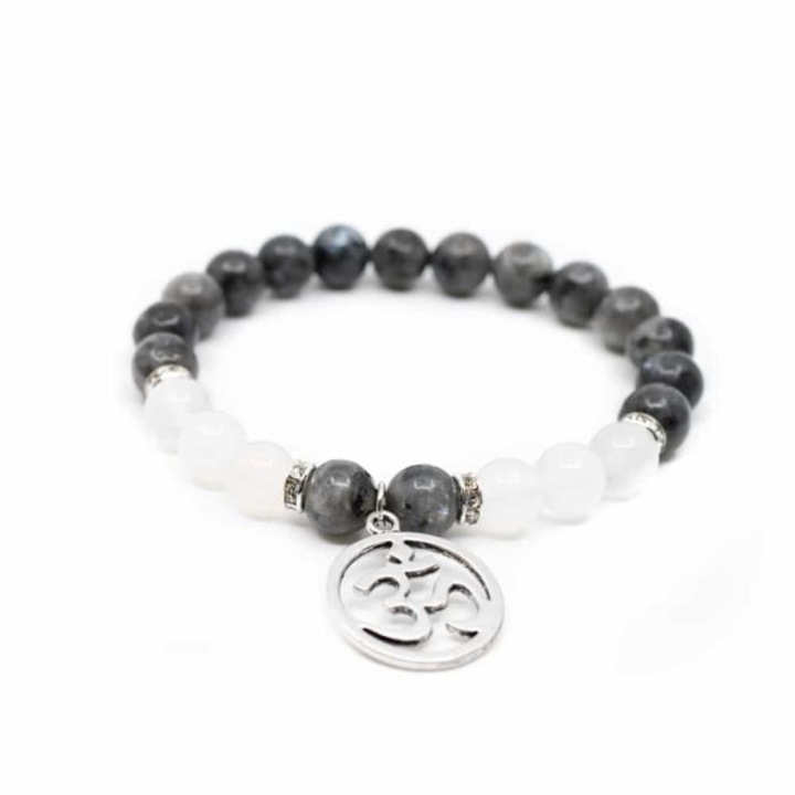 Bratara pietre semipretioase Agat alb si Labradorit