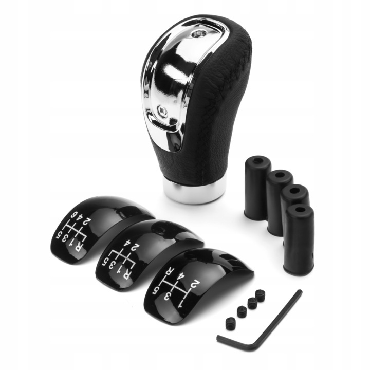 Sebességváltó anya, univerzális, bőr, 5/6 sebesség, fekete/ezüst