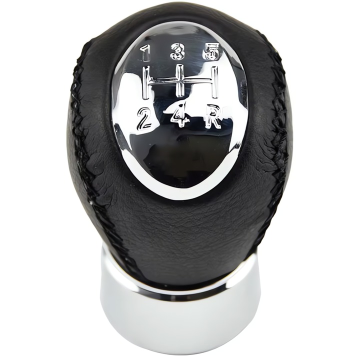 Топка за скоростен лост, Съвместима с Mazda 3, 5, 6, 323, PREMACY, 5 скорости, Черно/Сребристо