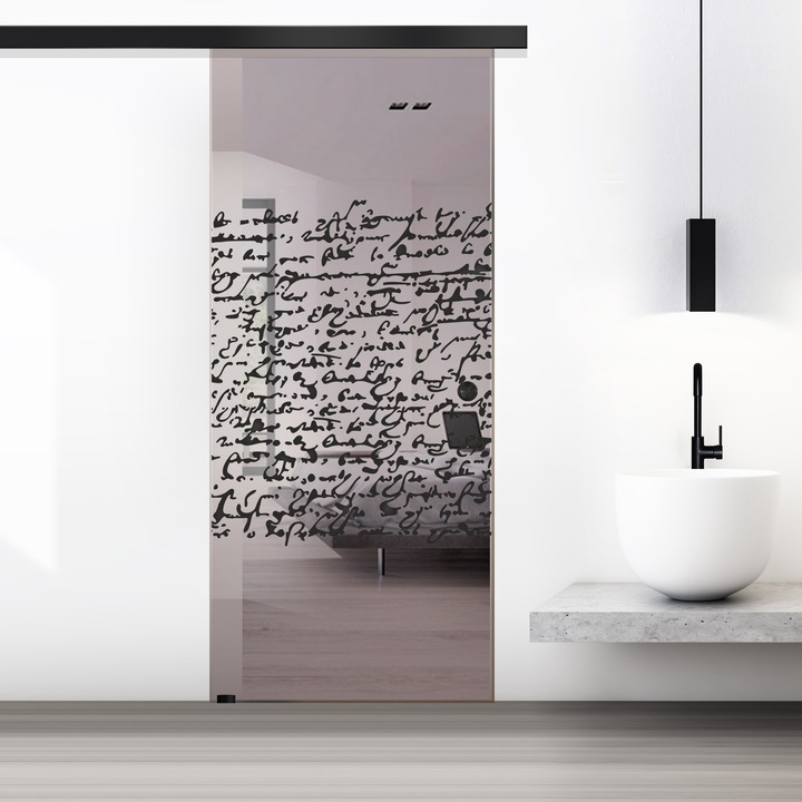 Usa culisanta Boss ® Black, model Ink negru, 60x215 cm, sticla 8 mm bronz securizata, glisanta in ambele directii