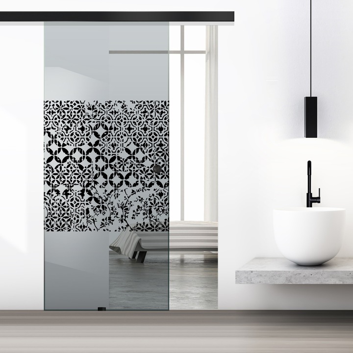 Usa culisanta Boss ® Black, model Verona negru, 80x215 cm, sticla 8 mm gri securizata, glisanta in ambele directii