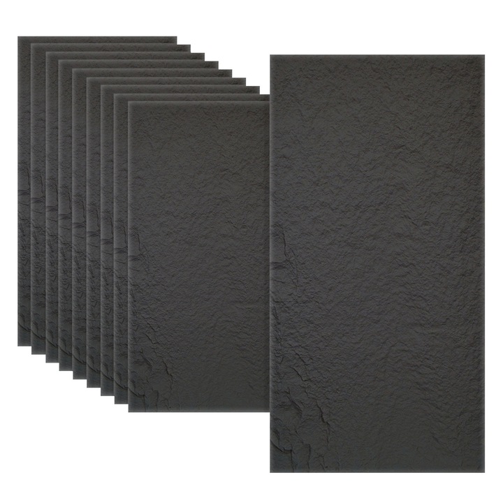 Set 10 x Panou Decorativ 3D, Naimeed D5736, design elegant, PU, 120 x 60 x 3 cm, Negru