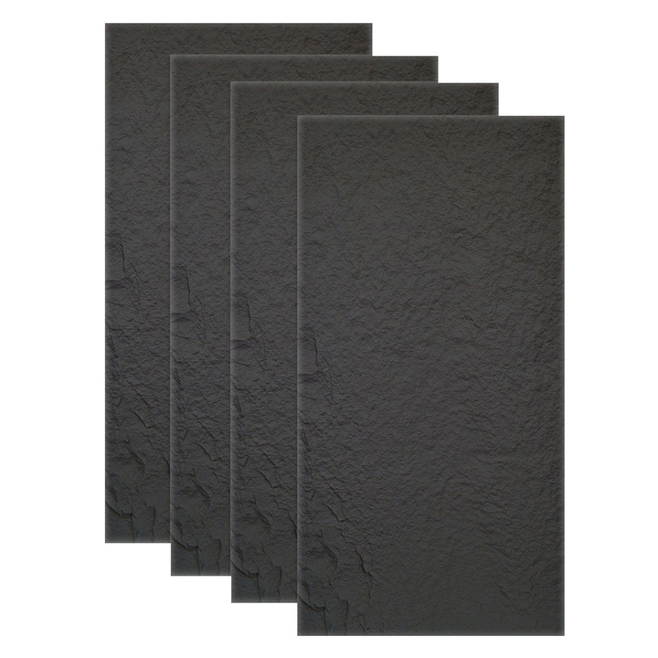 Set 4 x Panou Decorativ 3D, Naimeed D5736, design elegant, PU, 120 x 60 x 3 cm, Negru