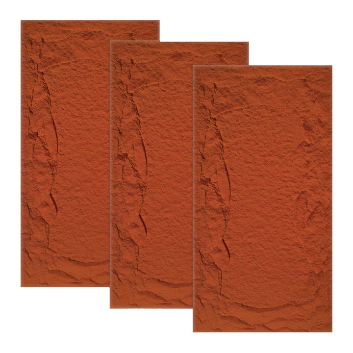 Set 3 x Panou Decorativ 3D, Naimeed D5750, design elegant, PU, 120 x 60 x 5 cm, Rosu